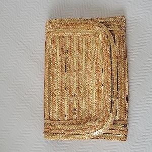 Limited Edition Woven Straw & Sequins Clutch Bag